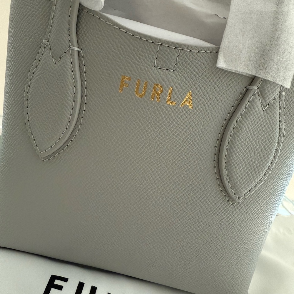 Furla Gray Structured Tote Bag